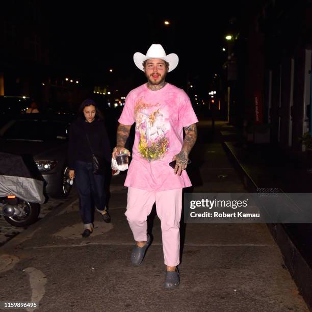 Post Malone seen out and about in Manhattan on August 4, 2019 in New York City.