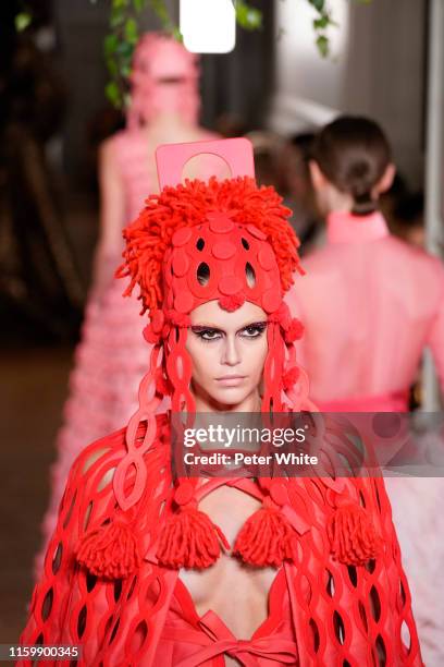 Kaia Gerber walks the runway during the Valentino Fall/Winter 2019 2020 show as part of Paris Fashion Week on July 03, 2019 in Paris, France.