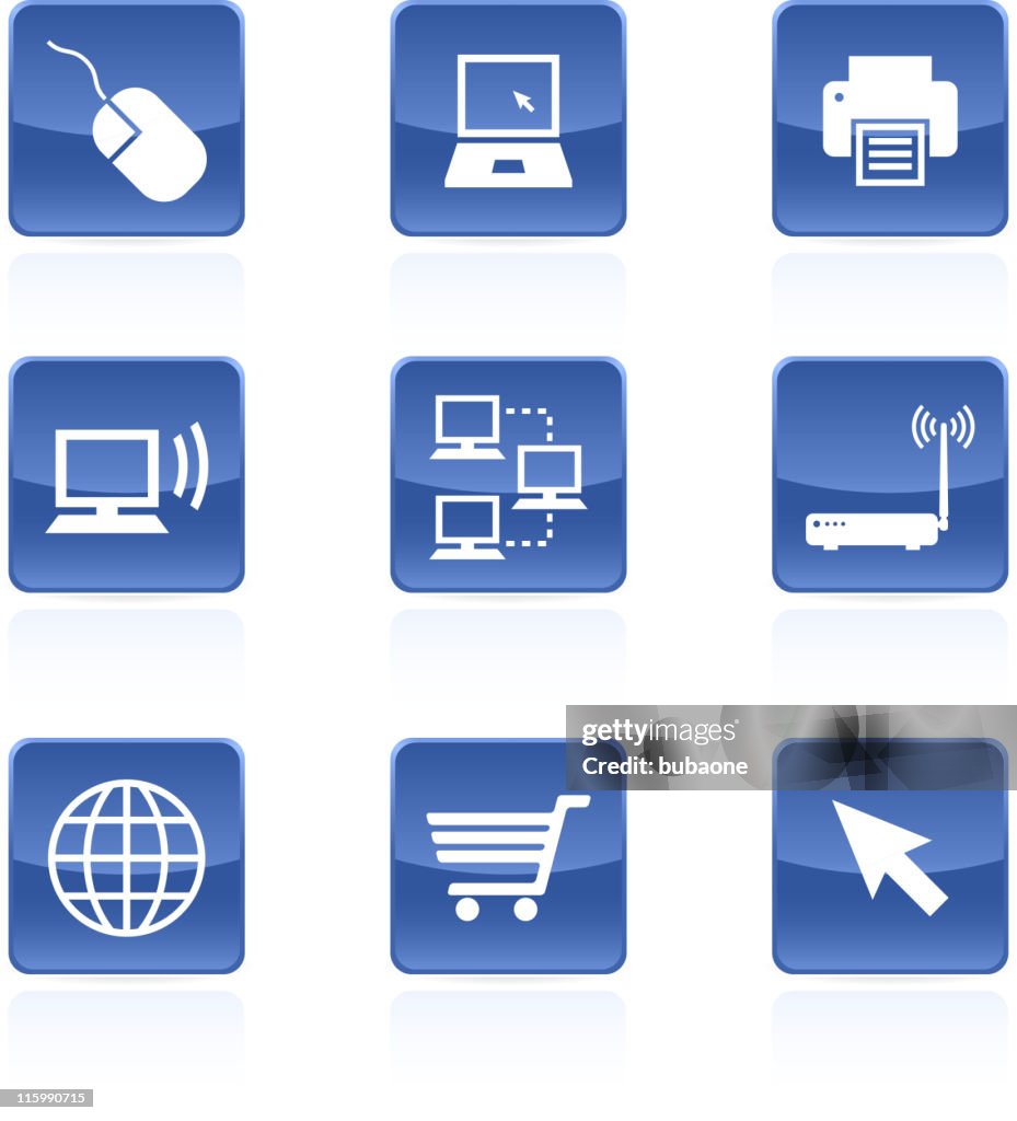 Icon set of a computer technology against a white background