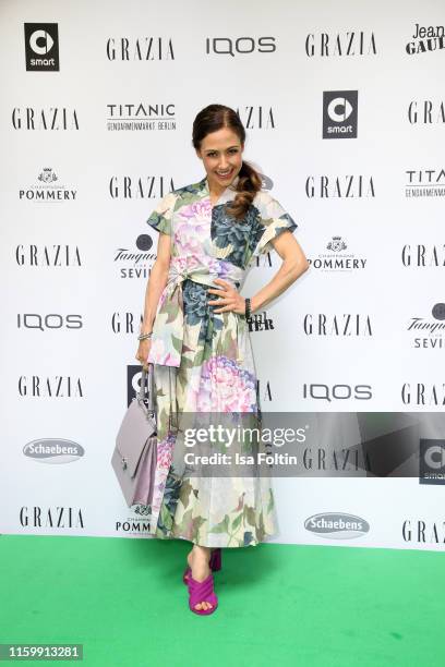 German presenter Anastasia Zampounidis during the Grazia Fashion Night at Titanic Hotel on July 3, 2019 in Berlin, Germany.