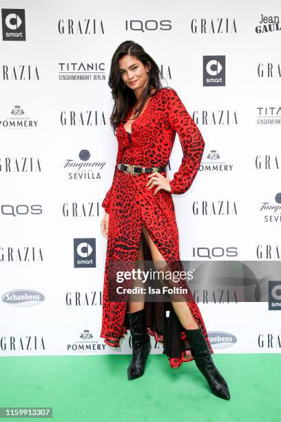 Model Shermine Shahrivar during the Grazia Fashion Night at Titanic Hotel on July 3, 2019 in Berlin, Germany.