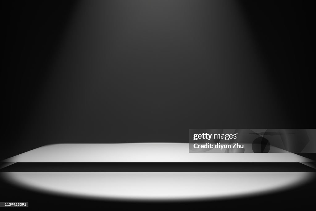 Spotlight with empty stall,3d render