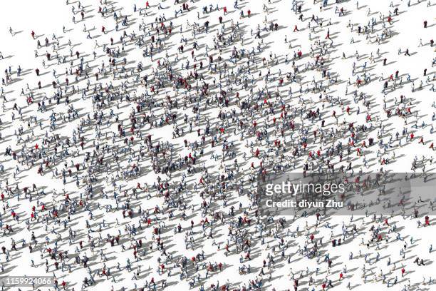 crowd people,3d render - people aerial view stockfoto's en -beelden