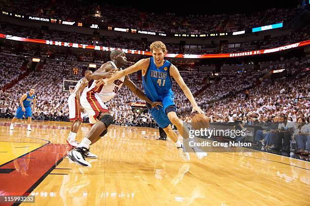 Finals: Dallas Mavericks Dirk Nowitzki in action vs Miami Heat at American Airlines Arena. Game 6. Miami, FL 6/12/2011 CREDIT: Greg Nelson