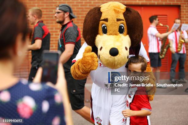 Sammy Saint Mascot wearing the Third kit greets fans ahead of the Pre-Season Friendly match between Southampton FC and FC Köln pictured at St. Mary's...