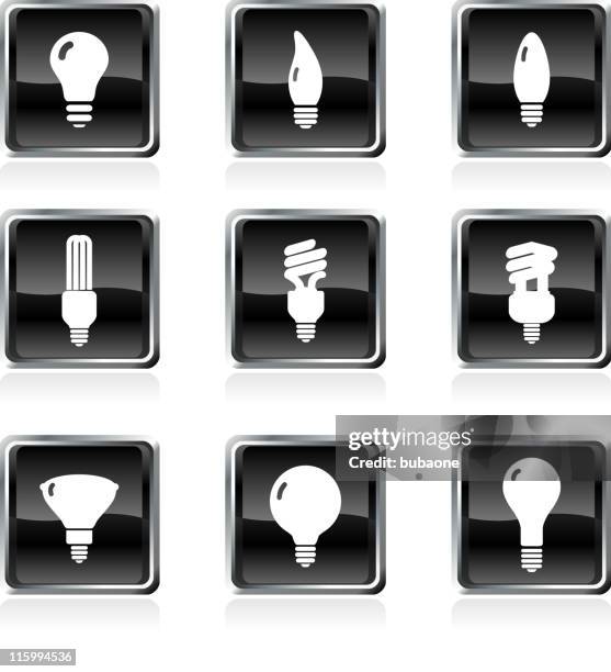 light bulb royalty free vector icon set - halogen light stock illustrations