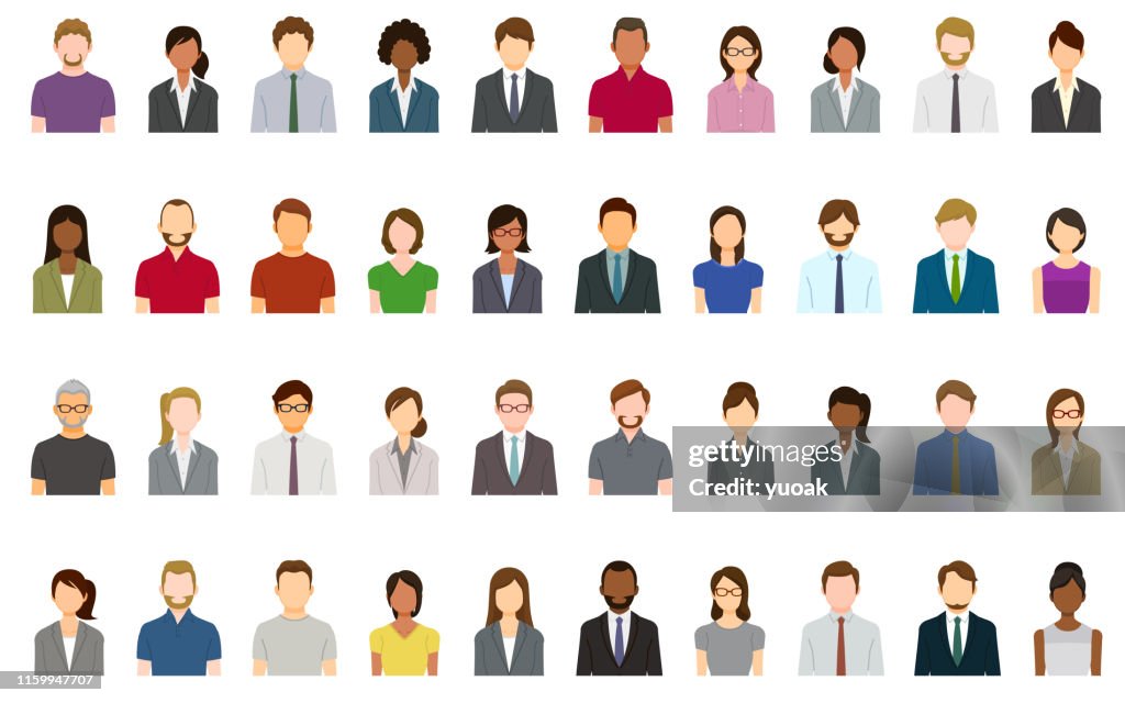 Set of abstract business people avatars