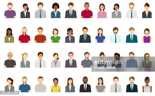 set of abstract business people avatars - males stock illustrations