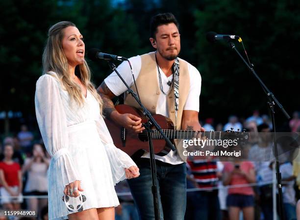 Grammy Award-winning, multi-platinum-selling singer-songwriter Colbie Caillat performs with Justin Kawika Young of Gone West during A Capitol Fourth...