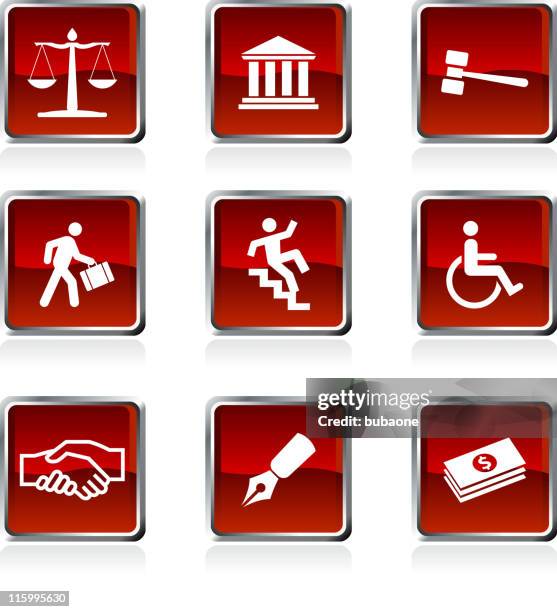 legal system royalty free vector icon set - courthouse steps stock illustrations