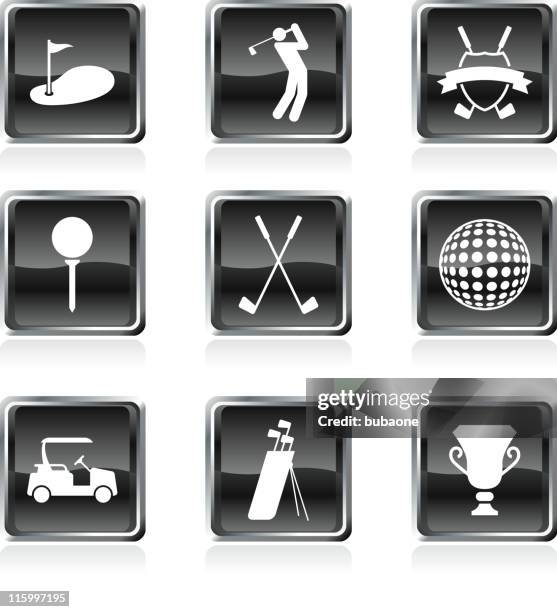 golf golfing royalty free vector arts buttons - miniature golf stock illustrations