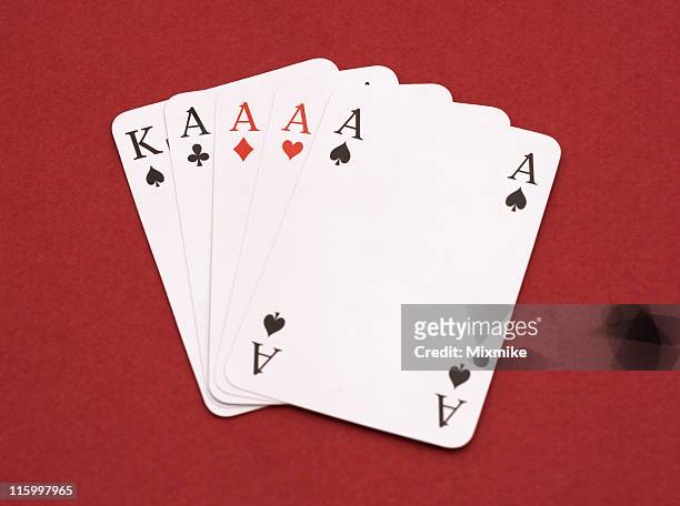 four aces and a king of spades - ace of hearts stock pictures, royalty-free photos & images