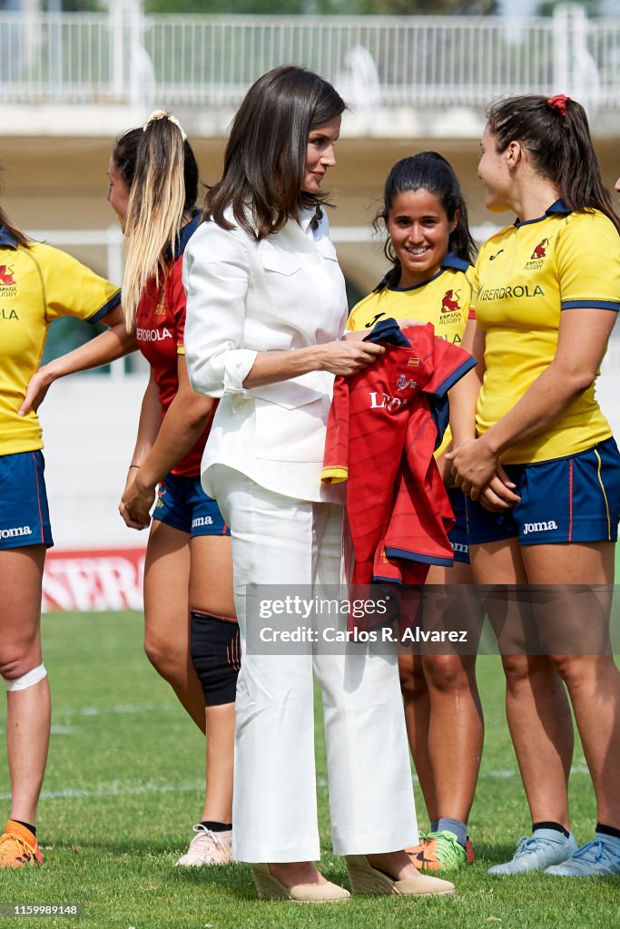 Queen Letizia Of Spain Attends The Training of The Rugby 7 Female National Team