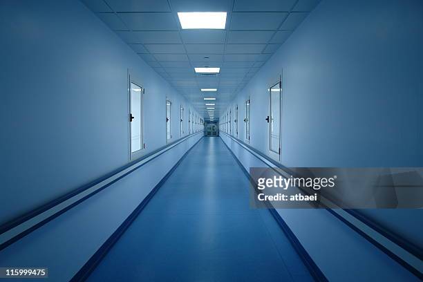 long corridor - hospital hallway no people stock pictures, royalty-free photos & images