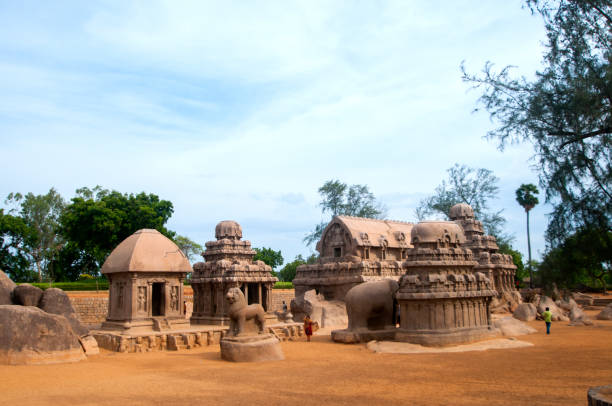 five ratha temple in mahabalipuram, india. - mamallapuram. stock pictures, royalty-free photos & images