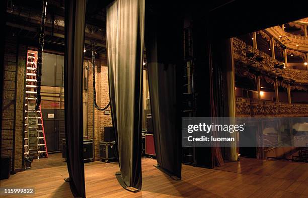 side-scenes of a classical theatre - backstage curtain stock pictures, royalty-free photos & images