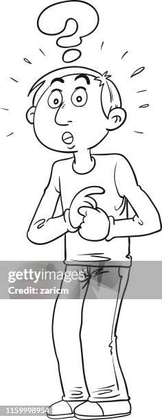 the man has doubts and question. - hand asking stock illustrations