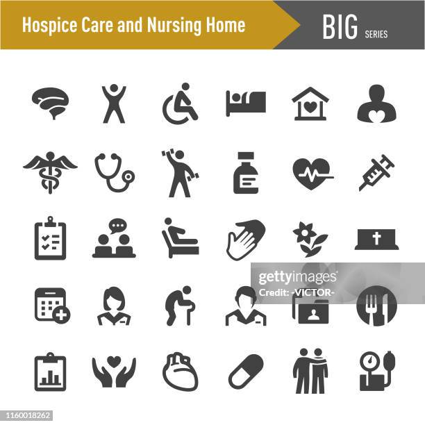 ilustraciones, imágenes clip art, dibujos animados e iconos de stock de iconos del hogar de cuidado de hospicio y enfermería - big series - touch sensitive