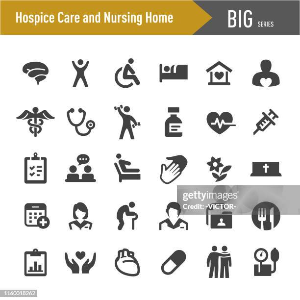 hospice care and nursing home icons - big series - aging process stock illustrations