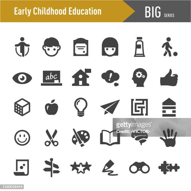 ilustrações de stock, clip art, desenhos animados e ícones de early childhood education icons - big series - infantário