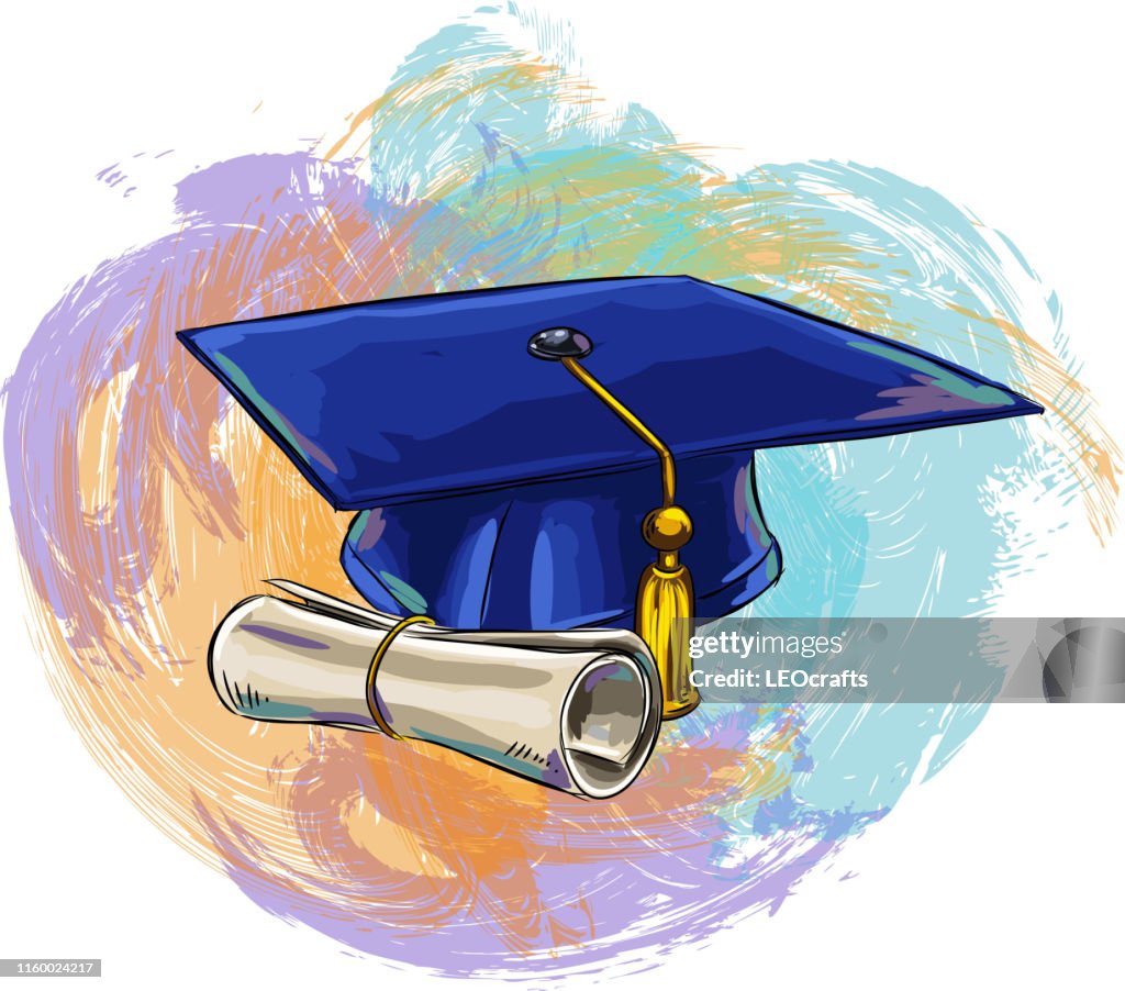 Convocation Cap And Certificate Drawing High-Res Vector Graphic - Getty ...
