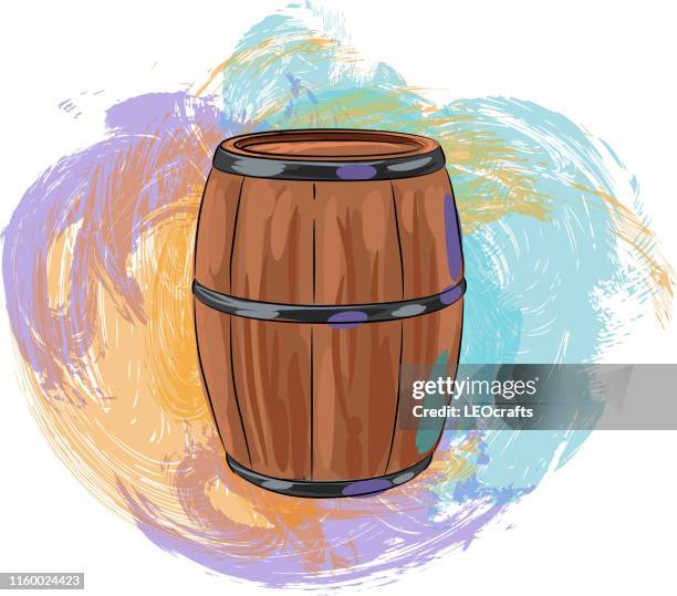 wine barrel drawing - barrel texture stock illustrations