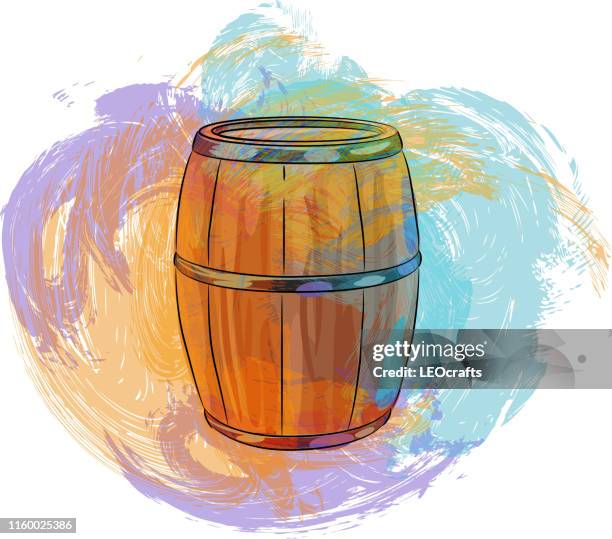 wine barrel drawing - barrel texture stock illustrations