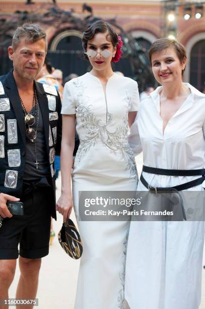 Sririta Jensen with fashion designers of On Aura Tout Vu Yassen Samouilo and Livia Stoianova attend the Guo Pei Haute Couture Fall/Winter 2019 2020...