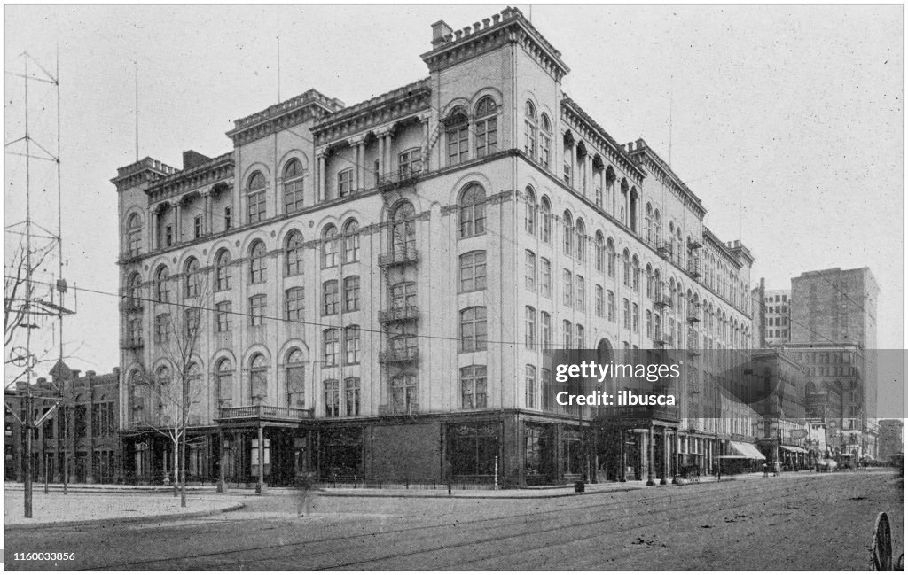 Antique black and white photo of Detroit, Michigan: Cadillac Square
