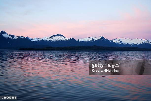 sunset sitkine ice field, frederick sound, alaska - alaska coastline stock pictures, royalty-free photos & images