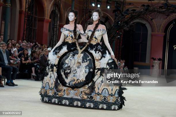 Models walk the runway during the Guo Pei Fall/Winter 2019 2020 show as part of Paris Fashion Week on July 03, 2019 in Paris, France.