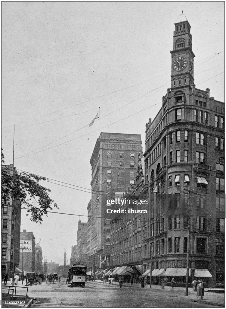 Antique black and white photo of Cleveland, Ohio: Euclid Avenue