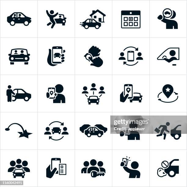 ilustraciones, imágenes clip art, dibujos animados e iconos de stock de iconos de ridesharing y carpooling - car key