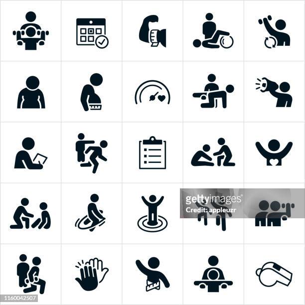 personal trainer icons - effort stock illustrations