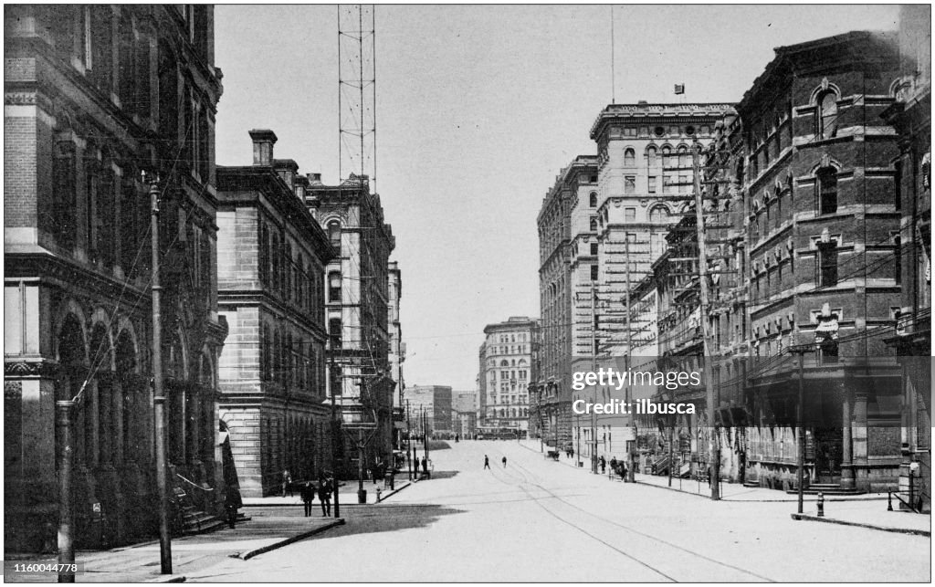 Antikes Schwarz-Weiß-Foto von Detroit, Michigan: Griswold Street