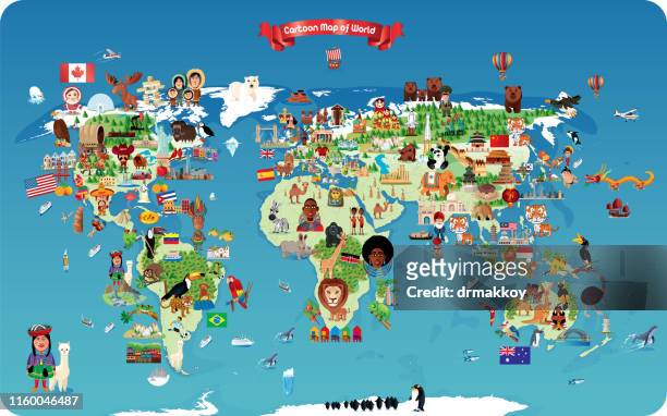 illustrations, cliparts, dessins animés et icônes de carte de dessin animé du monde - capitales internationales