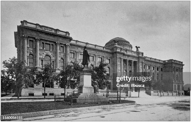 antique black and white photo of milwaukee, wisconsin: public library - public library stock illustrations