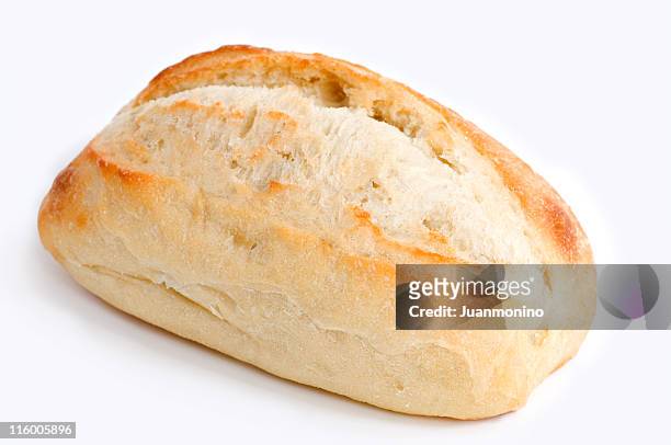 a single piece of artisan bread against a white background - loaf of bread bildbanksfoton och bilder