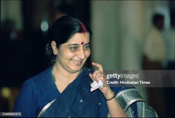 Newly appointed Minister of Information and Broadcasting Sushma Swaraj in New Delhi, India; Former External Affairs Minister and senior BJP leader...