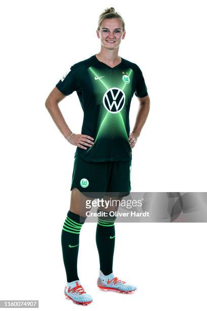 Alexandra Popp of VfL Wolfsburg poses during the team presentation during on July 30, 2019 in Wolfsburg, Germany.