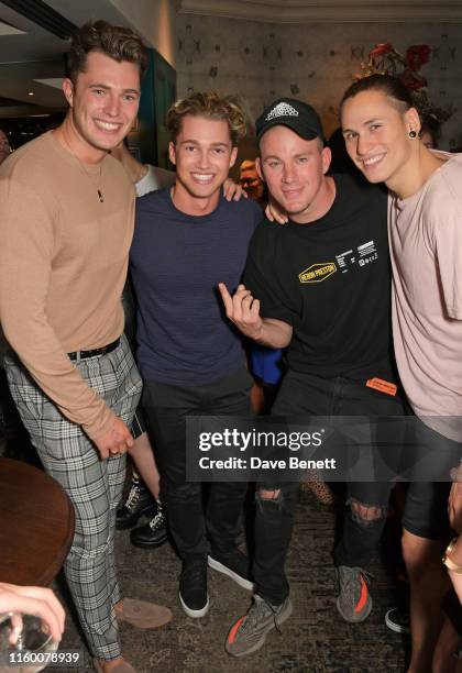 Curtis Pritchard, AJ Pritchard, Channing Tatum and Sebastian Melo Taveira attend a VIP performance of Magic Mike Live London at the Hippodrome Casino...