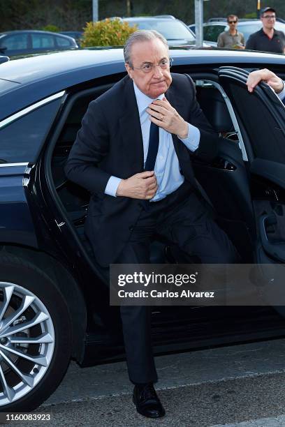 Real Madrid President Florentino Perez attends Arturo Fernandez Funeral Chapel at La Paz Morgue on July 04, 2019 in Madrid, Spain.