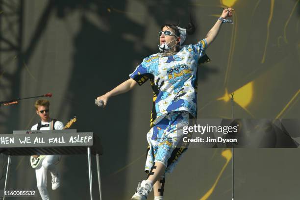 Billie Eilish performs live on stage during day five of Glastonbury Festival at Worthy Farm, Pilton on June 30, 2019 in Glastonbury, England. The...
