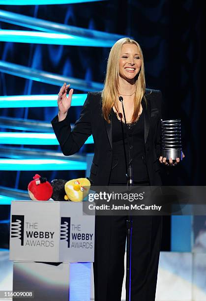 Host Lisa Kudrow speaks onstage during the 15th Annual Webby Awards at Hammerstein Ballroom on June 13, 2011 in New York City.