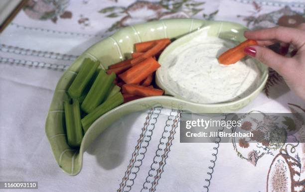 carrot sticks and celery sticks with dip - crudites stock pictures, royalty-free photos & images