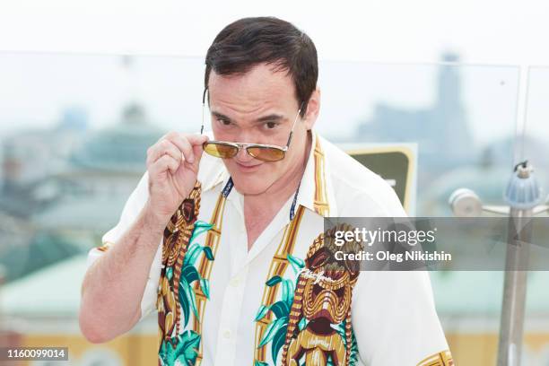 Quentin Tarantino attends the photocall of the movie "Once Upon a time in Hollywood" at The Ritz-Carlton, Moscow on August 7, 2019 in Moscow, Russia.