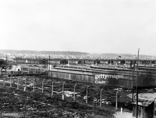 Undated picture showing the shacks of Auschwitz-Birkenau extermination camp.