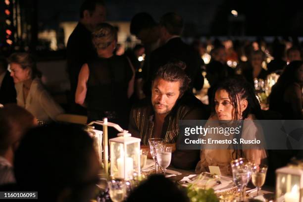 Jason Momoa and Lilakoi Moon attends the Fendi Couture Fall Winter 2019/2020 Dinner on July 04, 2019 in Rome, Italy.