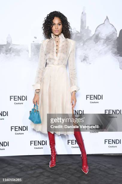 Cindy Bruna attends the Cocktail at Fendi Couture Fall Winter 2019/2020 on July 04, 2019 in Rome, Italy.