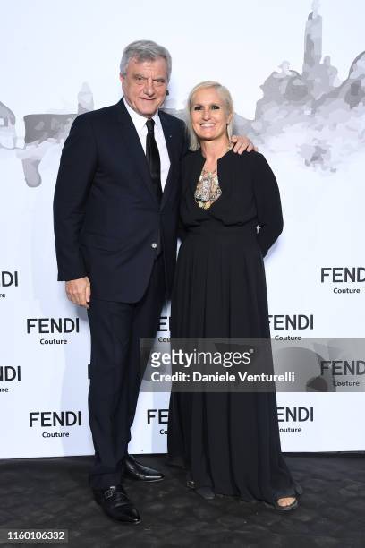 Sidney Toledano and Maria Grazia Chiuri attend the Cocktail at Fendi Couture Fall Winter 2019/2020 on July 04, 2019 in Rome, Italy.